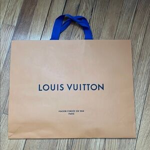 Louis Vuitton Tan Shopping Bag with Blue Handles